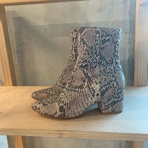 Leather snake print boots